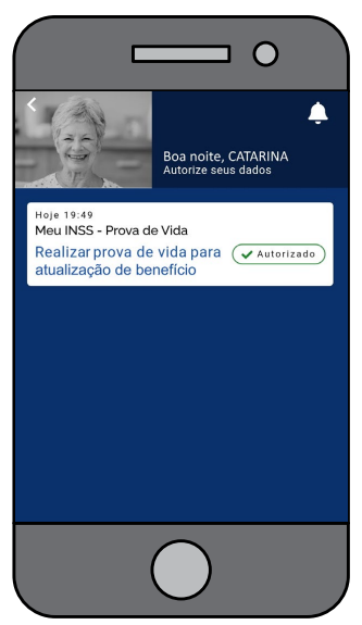 Tela de confirmação de biometria concluída
