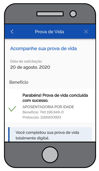 Tela de confirmação da biometria