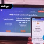 Tela do site FGTS e tela de celular