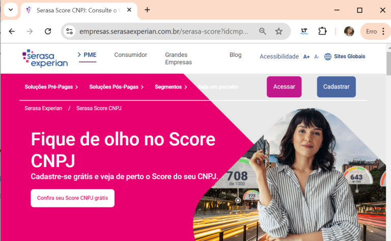 Como consultar Score do CNPJ grátis pelo Serasa e Boa vista