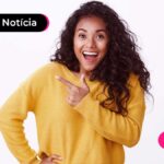 Imagem de mulher feliz com o dedo para cima