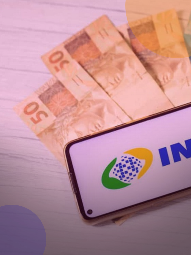 imagem de notas de 50 reais e celular com a logo do INSS