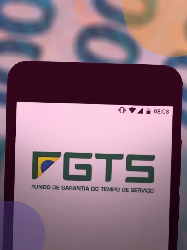 Logo do FGTS em tela de um celular.