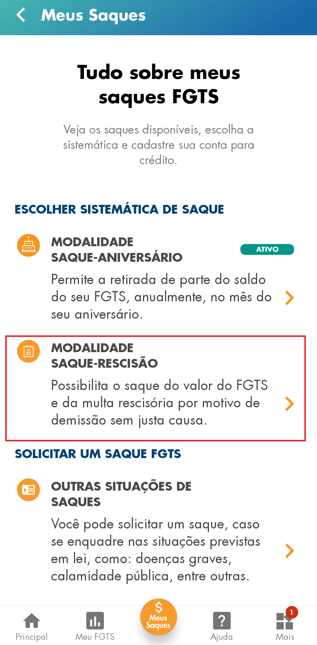 Saque-Rescisão do FGTS: regras e como sacar pelo aplicativo