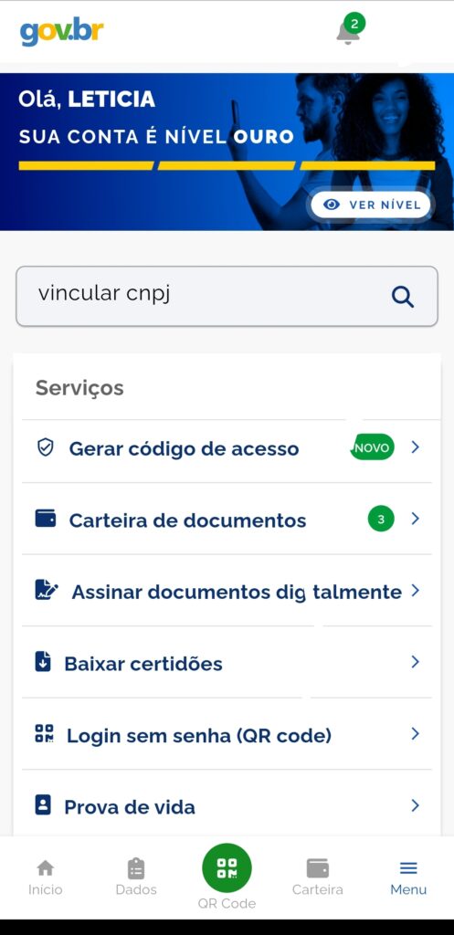 imagem de conta do gov.br