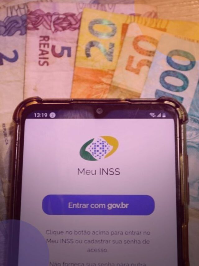 Imagem do celular com ao aplicativo do Meu INSS