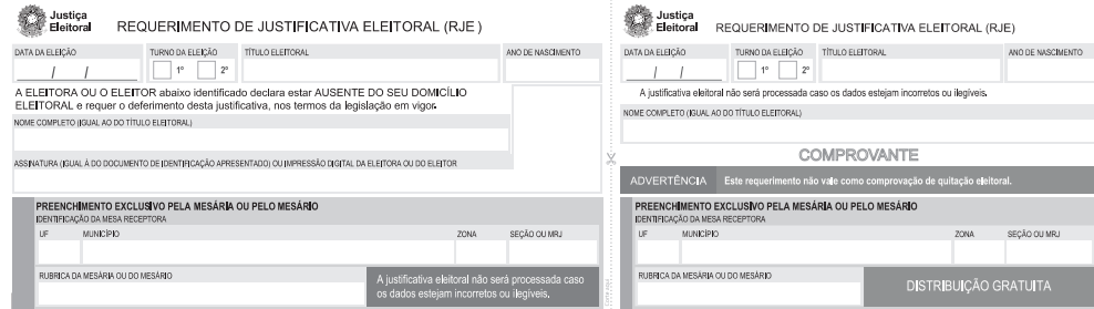 Requerimento de justificativa eleitoral.