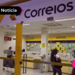 Entrada de prédio do Correios.