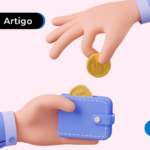Imagem ilustrativa de uma pessoa colocando uma moeda em uma carteira