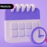 Ilustração de calendário na cor roxa.