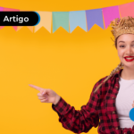 Mulher vestida com roupas tipicas de festa junina