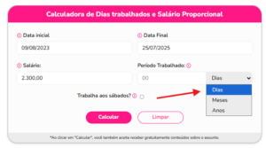 Calculador dias trabalhados e salário – calculadora meutudo