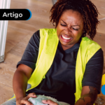 Trabalhadora após sofrer um acidente de trabalho.