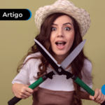 Mulher segurando uma tesoura de podar de plantas