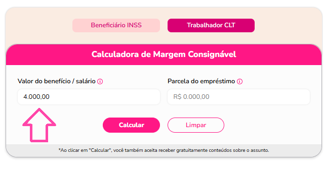 Passo a passo como usar calculadora para calcular margem consignável.