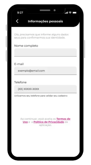 Veja como conseguir 100 reais agora com app meutudo Passo 2: Informe seu nome completo, celular e e-mail que você tenha acesso fácil. Em seguida, leia os termos e, caso esteja de acordo, clique no botão “Aceitar e Continuar”.