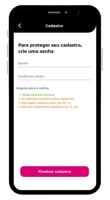 Veja como conseguir 100 reais agora com app meutudo Passo 5: Para finalizar, crie uma senha de acesso para seu cadastro, seguindo as instruções na tela. Lembre-se de guardar a senha em segurança. Em seguida, clique no botão “Finalizar cadastro”.