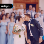 Dois noivos em um casamento