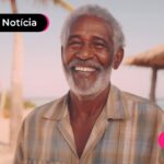 Aposentado sorrindo após ler notícia sobre reforma da previdência.