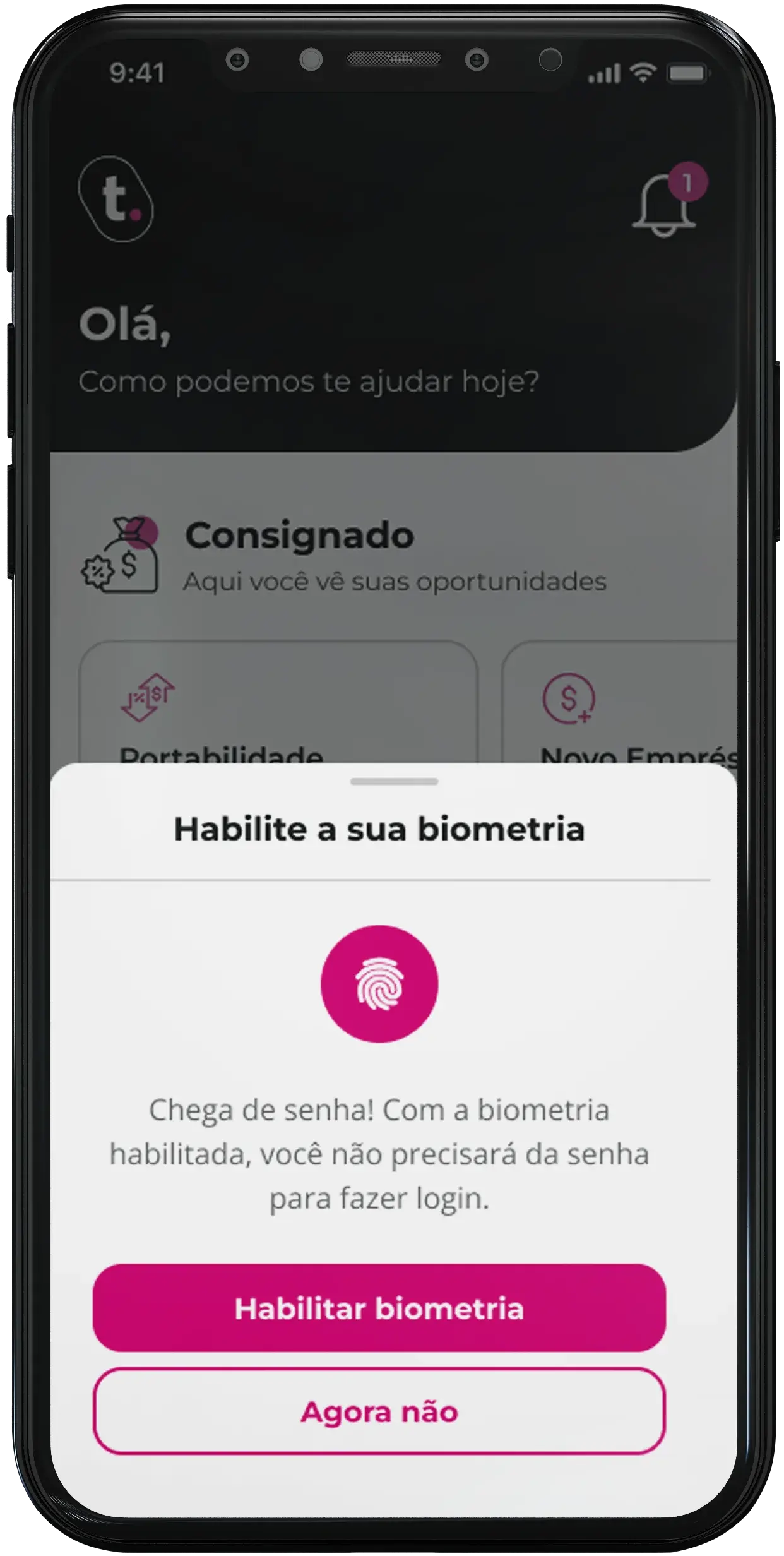 Aplicativo de empréstimo online confiável Passo 8: Ainda mais segurança: agora você pode cadastrar sua biometria e acessar o aplicativo meutudo sem precisar de senha. Aproveite!