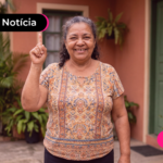 Aposentada feliz com antecipação do décimo terceiro do INSS em 2026.