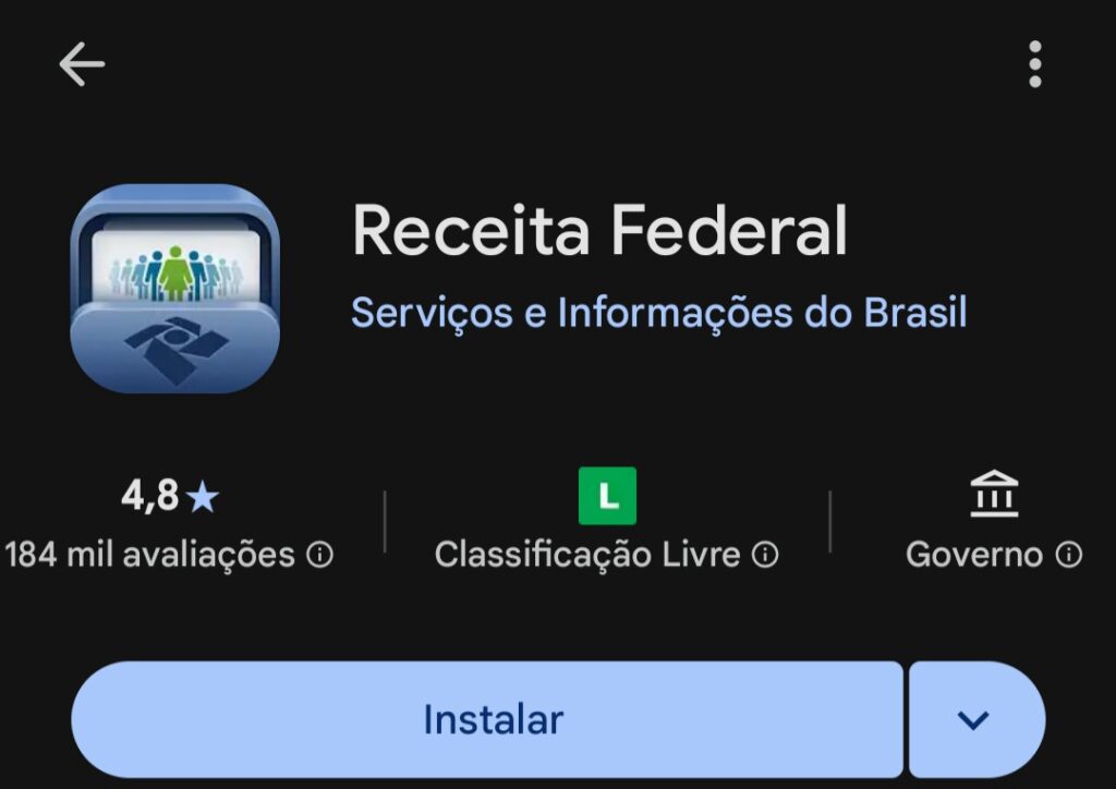 Aplicativo da receita federal.