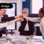 Equipe feliz com uma boa liderança.