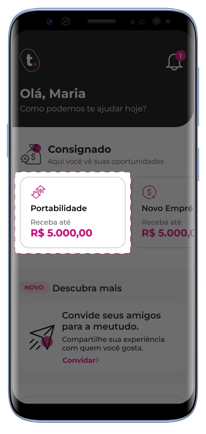 Como trazer seu empréstimo consignado para a meutudo? Passo 6: Agora é só clicar em "Portabilidade".