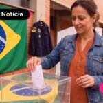 Mulher votando em outro país.