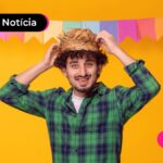 Homem feliz em festa junina.