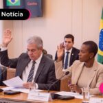 Homens e mulheres de terno em câmara votando.