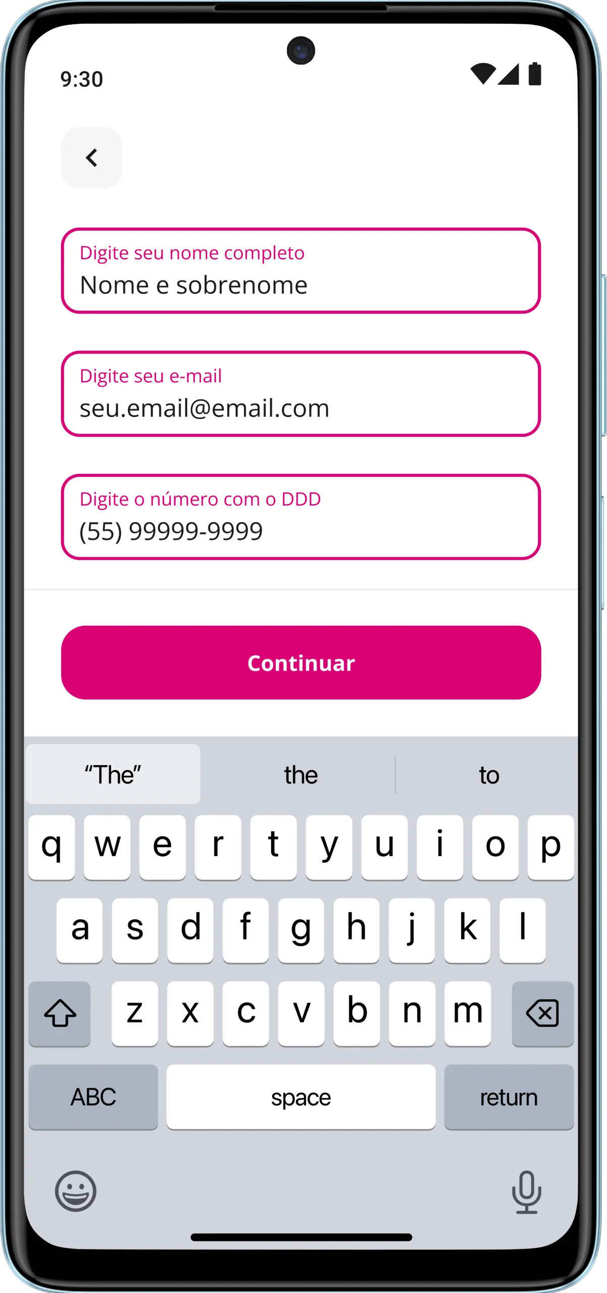 Veja como conseguir 500 reais agora com app meutudo Passo 2: Digite seus dados e então clique em "Continuar"