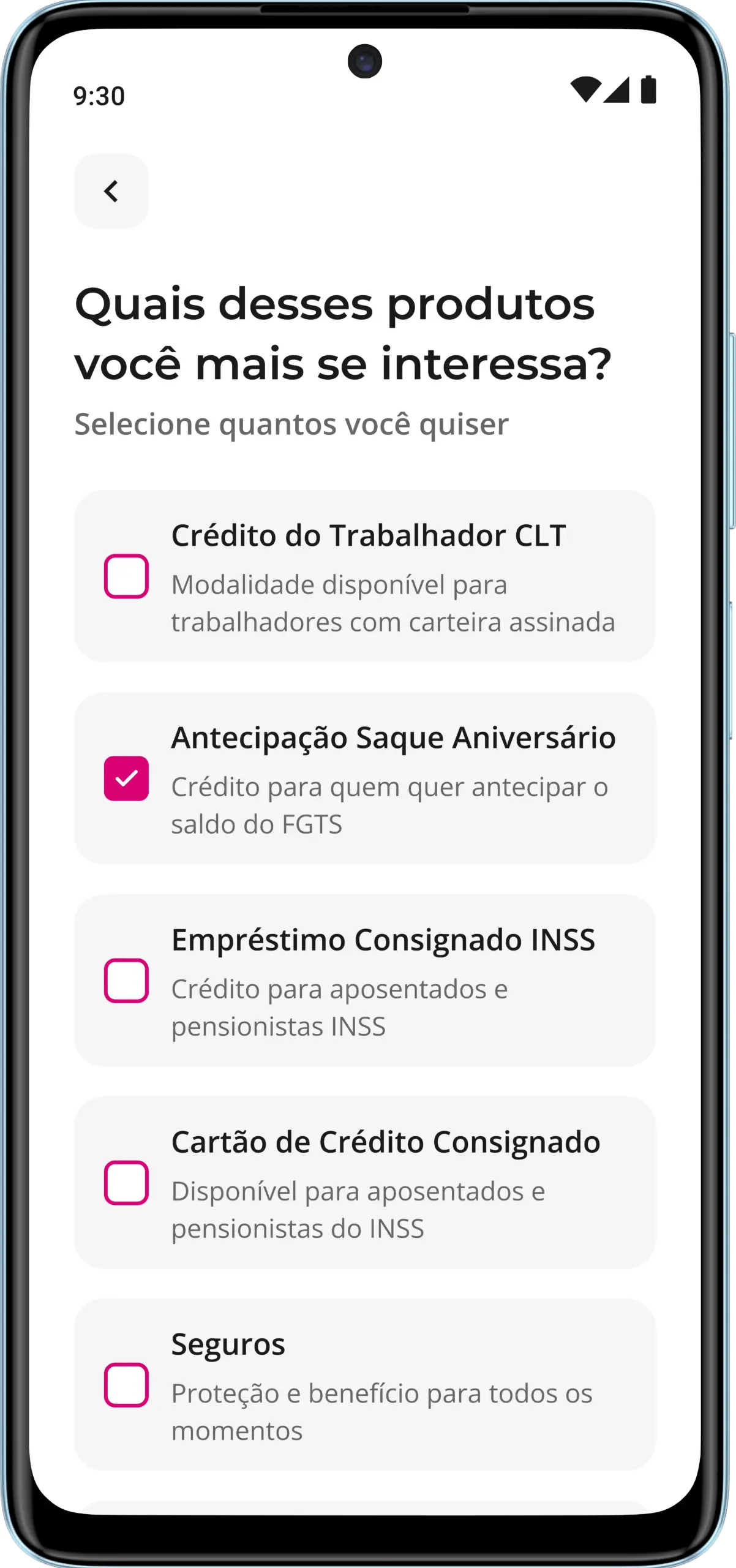 Veja como conseguir 500 reais agora com app meutudo Passo 3: Selecione quais tipos de crédito mais combinam com seu perfil. Pode ser um ou vários.