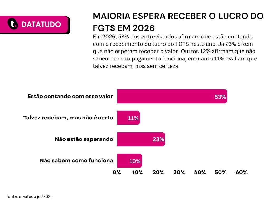 Gráfico de pesquisa sobre lucro do FGTS em 2025 da Meutudo.