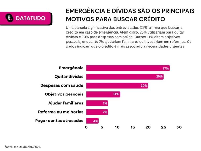 Dado de pesquisa datatudo sobre motivos para buscar crédito.